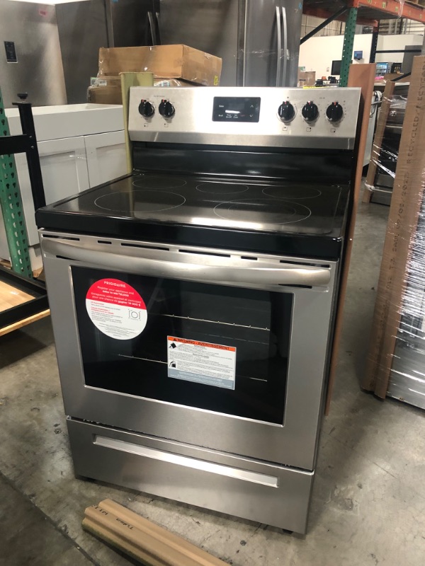 Photo 5 of LIKE NEW;SCRATCHED**Frigidaire 30-in Smooth Surface 5 Elements 5.3-cu ft Freestanding Electric Range (Fingerprint Resistant Stainless Steel)