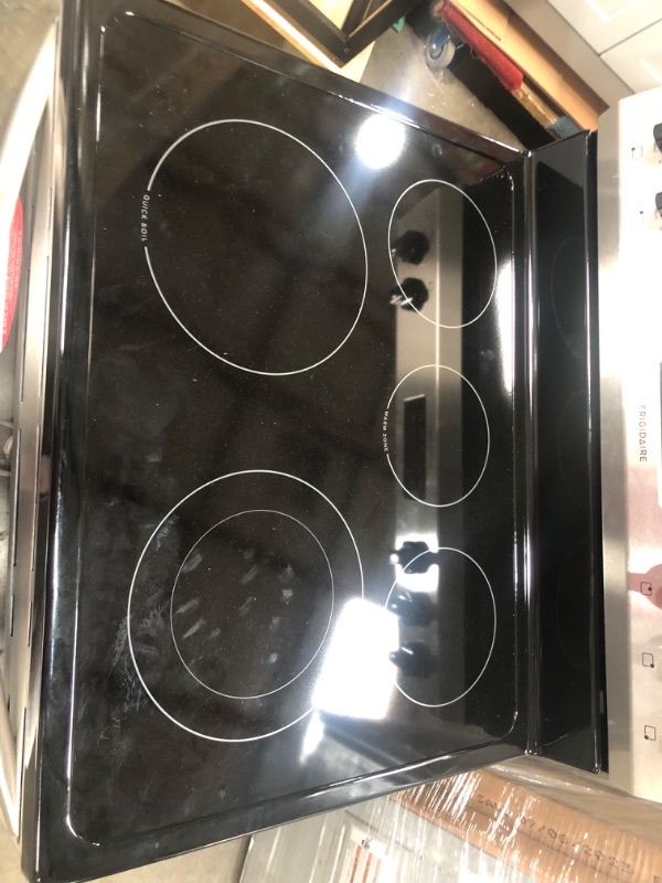 Photo 6 of LIKE NEW;SCRATCHED**Frigidaire 30-in Smooth Surface 5 Elements 5.3-cu ft Freestanding Electric Range (Fingerprint Resistant Stainless Steel)