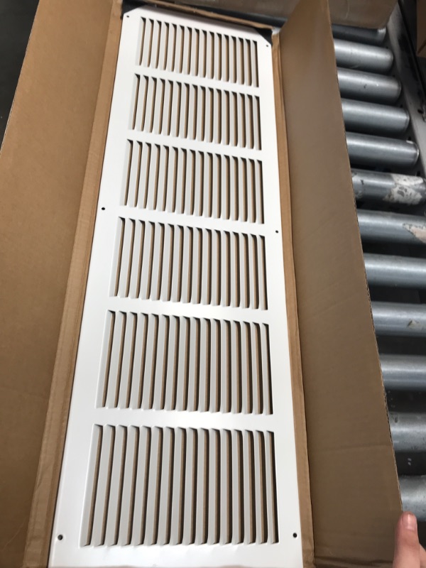 Photo 2 of ***MISSING HARDWARE*** Amazon Basics Return Air Grille Duct Cover for Ceiling and Wall White 30" W X 8” H 1 Pack 30" W X 8” H Air Grille Duct Cover White