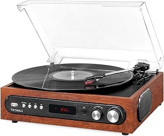 Photo 1 of Victrola All-in-1 Bluetooth Record Player with Built in Speakers and 3-Speed Turntable Mahogany (VTA-65-MAH)
