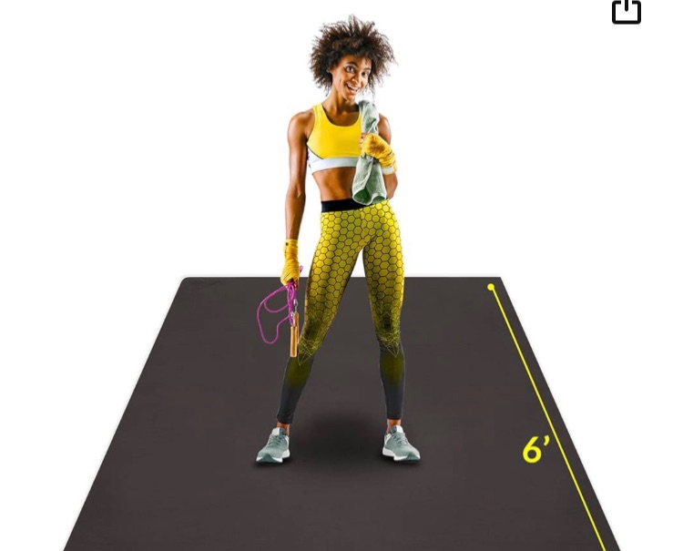 Photo 1 of ActiveGear Large Exercise Mat 6' x 4' x 7mm thick | Ultra-Durable Non-Slip Rubber Workout Mat for Home Gym Flooring | Ideal for Cardio, Fitness, Plyo, MMA | Jump Rope and Storage Bag Included