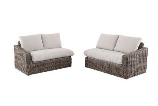 Photo 1 of allen + roth Maitland 2-Piece Wicker Patio Conversation Set with Tan Cushions