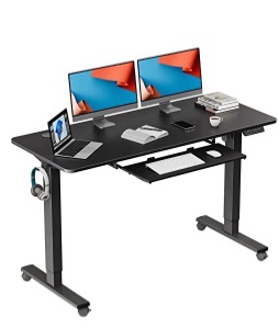 Photo 1 of **MISSING HARDWARE*
WOKA Electric Standing Desk with Keyboard Tray, 55" x 24" Stand Up Desk, Height Adjustable Sit Stand Desk with Memory Controller for Home Office, Motorized Desk with Splice Board, Black