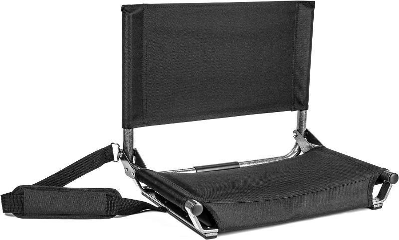 Photo 1 of **MISSING HARDWARE IN ONE SIDE**
Cascade Mountain Tech Portable Folding Steel Stadium Seats for Bleachers , Black, Regular - 17"
