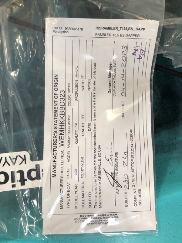 Photo 8 of **MISSING PADDLES**
Perception Rambler 13.5 | Sit on Top Tandem Kayak | Recreational Kayak for Two | Storage with Tie Downs | 13' 6" Dapper Rambler + Paddle 89 in