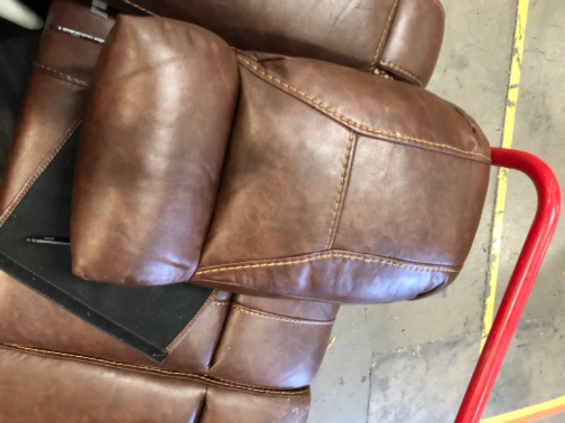 Photo 7 of ***2 LOVE SEATS **SOME FABRIC HAS A STICKY SUBTANCE**ALL PARTS INCLUDED** UNABLE TO TEST POWER CORDS
Achern Brown Leather Nailhead Air Reclining Loveseat with Storage Console
