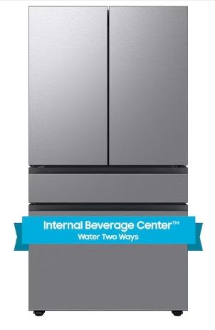 Photo 1 of Samsung Bespoke 28.8-cu ft 4-Door Smart French Door Refrigerator with Dual Ice Maker and Door within Door (Stainless Steel- All Panels) ENERGY STAR