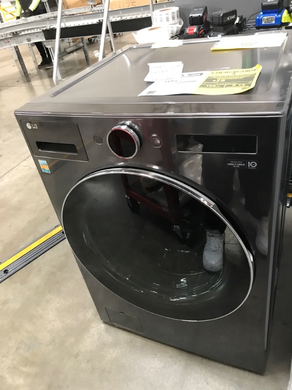 Photo 6 of LG 5-cu ft Stackable Steam Cycle Smart Front-Load Washer (Black Steel) ENERGY STAR