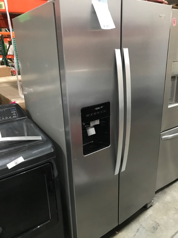 Photo 4 of Whirlpool 24.6-cu ft Side-by-Side Refrigerator with Ice Maker (Fingerprint Resistant Stainless Steel)