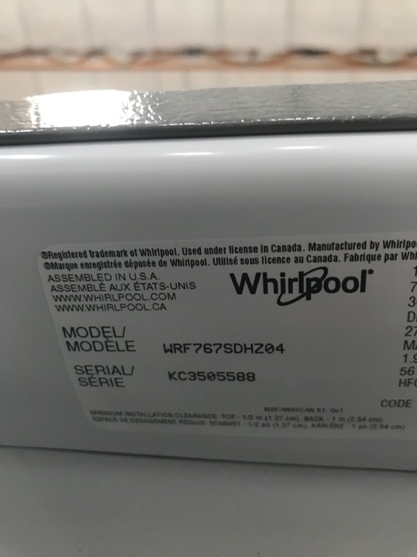 Photo 5 of *PARTS ONLY DOES NOT FUNCTION PROPERLY SEE NOTES*
Whirlpool 26.8-cu ft French Door Refrigerator with Dual Ice Maker (Fingerprint Resistant Stainless Steel) ENERGY STAR