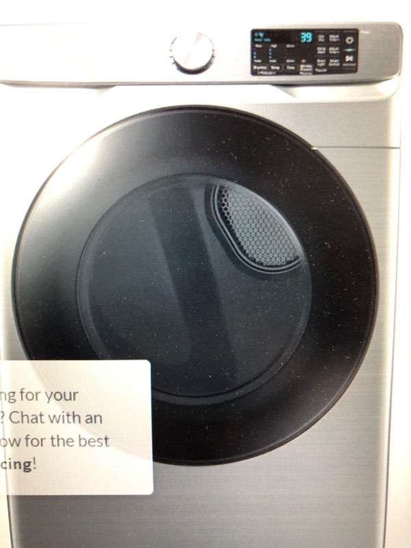 Photo 1 of 7.5 cu. ft. Smart Electric Dryer with Steam Sanitize+ in Platinum
