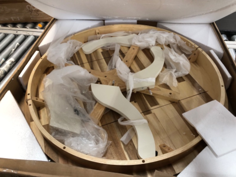 Photo 1 of ***Parts Only***East West Furniture ANT-OMK-TP Antique Dining Round Wooden Table Top with Pedestal Base, 36x36 Inch, Oak & Buttermilk
