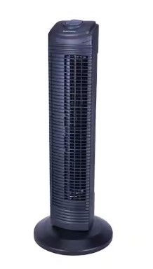 Photo 1 of 28 in. 3 Speed Oscillating Tower Fan in Black