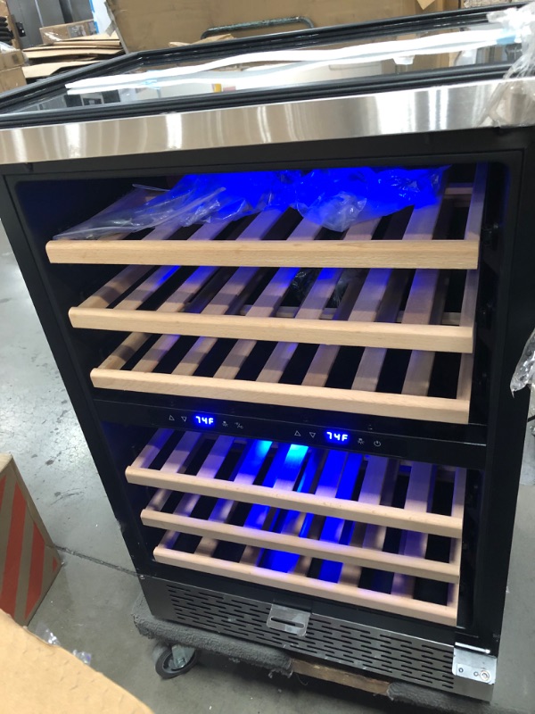 Photo 2 of VINERIE Premium 24 Inch Wine Cooler Refrigerators, 46 Bottle Dual Zone Built-in or Freestanding Fridge with Upgrade Compressor & Tempered Glass Door, 41F-73F Digital Temperature Control