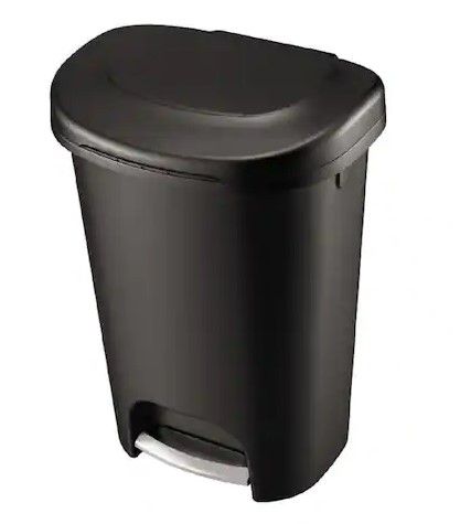 Photo 1 of 13 Gal. Black Step-On Trash Can
