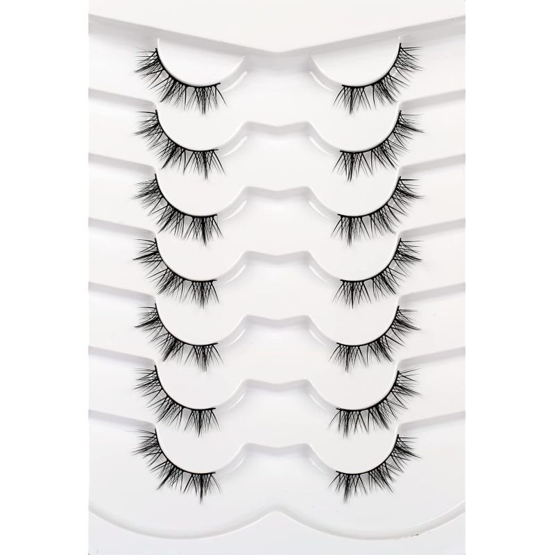 Photo 1 of ***2 PACKS** Pooplunch False Eyelashes Natural Spikes Half Lashes Clusters Extension Look Fake Eyelashes Wispy Short Outer Corner Lashes Individual Wispies 7 Pairs Pack
