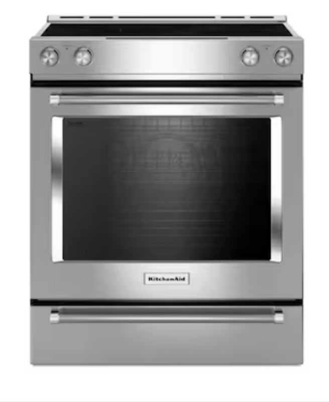 Photo 1 of KitchenAid 30-in Smooth Surface 5 Elements 6.4-cu ft Self-Cleaning Convection Oven Slide-in Electric 