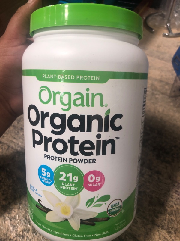 Photo 2 of 01/2024---Orgain Organic Plant Based Protein Powder, Vanilla Bean - Vegan, Low Net Carbs, Non Dairy, Gluten Free, Lactose Free, No Sugar Added, Soy Free, Kosher, Non-GMO, 2.03 Pound (Packaging May Vary)