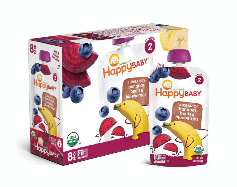 Photo 1 of (8 Pouches) Happy Tot Super Bellies, Stage 4, Organic Toddler Food, Pears, Beets, Blackberries, 4 oz   2 packs   use by 03/09/24