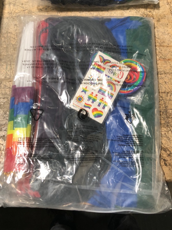 Photo 2 of 12 Pack Pride Stuff, Large Capacity Polyester Rainbow Bag, Six Stripes Drawstring Backpack Set, Waterproof Gym Sport Sling Bags for Lesbian Gay LGBTQ Pride Month Parade Yoga Swim Travel Beach