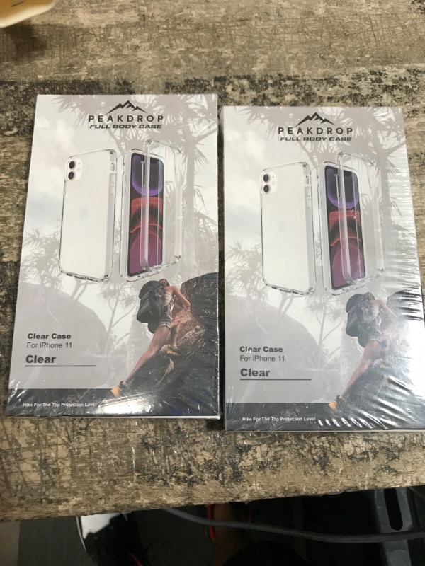 Photo 1 of *** 2 PACK BUNDLE *** PeakDrop Case for iPhone 11, and [2 x Tempered Glass Screen Protector] Clear Full-Body Heavy Duty Soft Silicone TPU Cover with Hard PC Frame 3in1 (Clear)