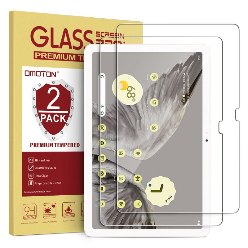 Photo 1 of 2pack-- OMOTON 2 Pack Screen Protector Compatible with Google Pixel Tablet (2023), Tempered Glass/ 9H Hardness/Anti-Scratch Screen Protector for Pixel Tablet, 11 Inch