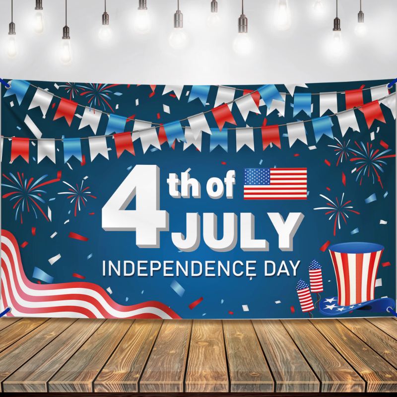 Photo 1 of 2 pack- KatchOn, Happy 4th of July Banner - Large, 72x44 Inch | 4th of July Decorations for Home | Fourth of July Banner, 4th of July Backdrop | July 4 Decorations Banner for Independence Day Decorations