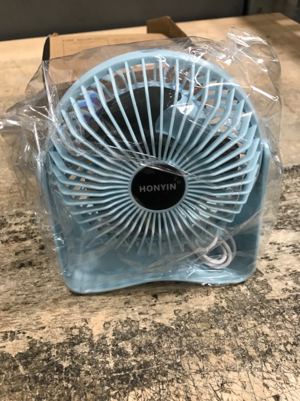 Photo 2 of HONYIN Small USB Desk Fan, 3 Speeds Desktop Table Cooling Fan, 360° Rotatable, Strong Wind, Quiet Personal Little Fan Powered by USB for Bedroom Home Office Sky Blue