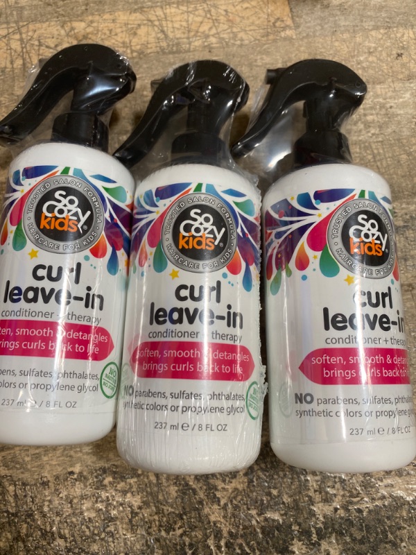 Photo 2 of *** 3 PACK BUNDLE *** SoCozy, Curl Spray LeaveIn Conditioner For Kids Hair Detangles and Restores Curls No Parabens Sulfates Synthetic Colors or Dyes, Jojoba Oil,Olive Oil & Vitamin B5, Sweet-Pea, 8 Fl Oz 8 Fl Oz (Pack of 1)