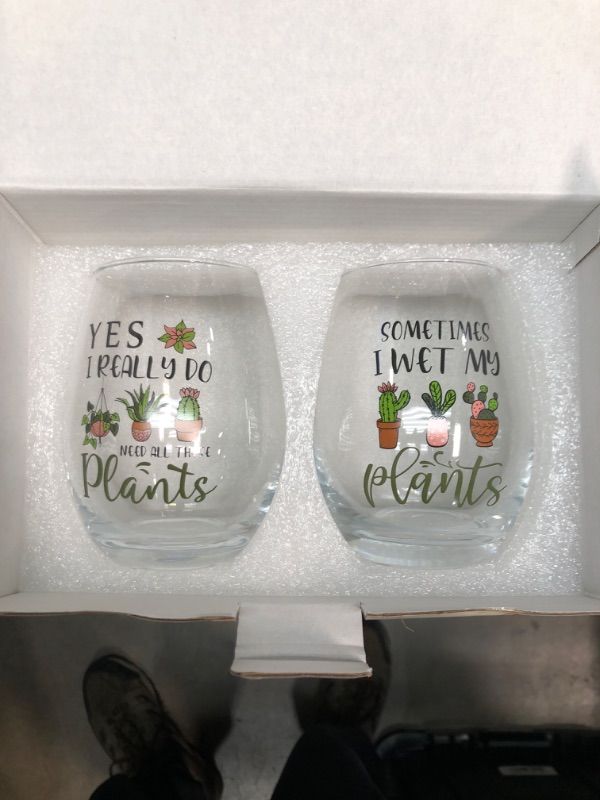 Photo 1 of 2 pack of plant lovers wine glasses