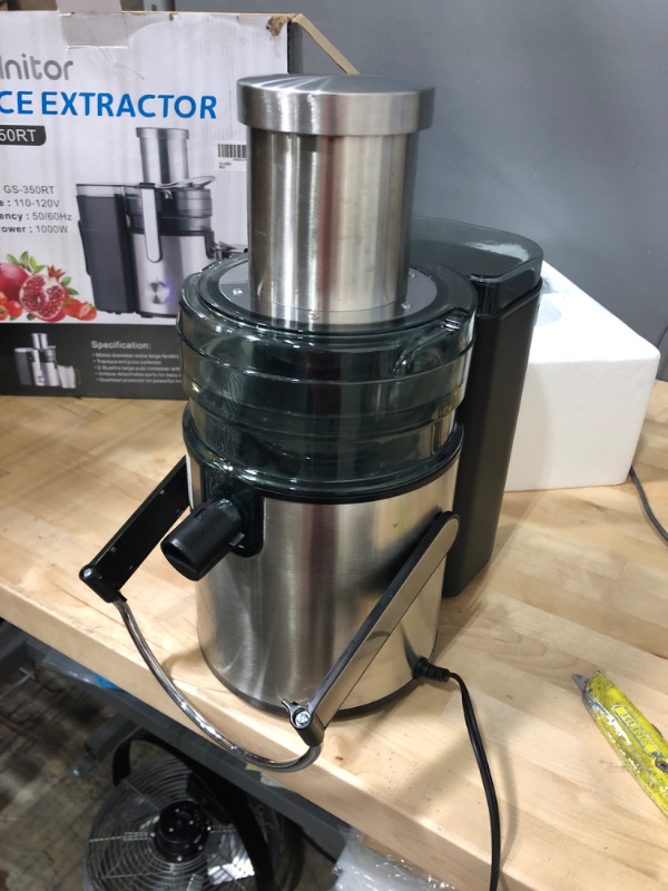 Photo 2 of 1000W 3-SPEED LED Centrifugal Juicer Machines Vegetable and Fruit, Healnitor Juice Extractor with Stainless Steel 3.5" Big Mouth, Easy Clean, BPA-Free, High Juice Yield, Silver