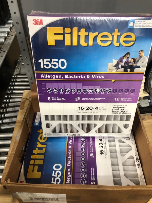 Photo 2 of 118807 16 X 20 X 4 in. 1550 MPR Bacteria & Virus Air Filter - 2 Piece
