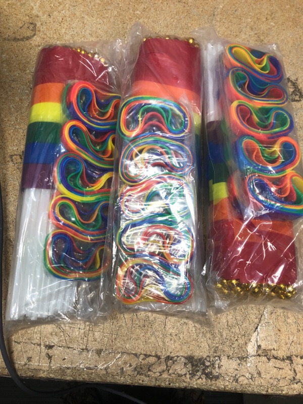 Photo 2 of 3 packs of 100PCS Pride Decorations, Pride Flags Pride Bracelets, Mini LGBTQ Rainbow Flags Wristband Bulk, Gay Pride Month Supplies Flags Bracelets, Lesbians Pride Accessories Stuff Set for Parade Party Decor