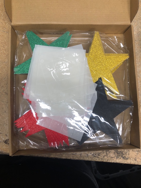 Photo 2 of Fuutreo 320 Pieces Glitter Star Cutouts Paper Star Confetti Cutouts for Bulletin Board Classroom Wall Juneteenth Day Party Decoration Supplies 6 Inch in Diameter