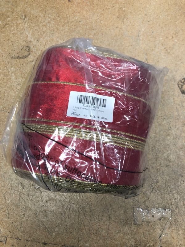 Photo 2 of 150 Yards 2 Inch Red Velvet Ribbon Christmas Velvet Wired Ribbons Gold Trim Craft Fabric Ribbon for Wreath Xmas Bow Gift Wrapping Christmas Tree Decoration (3 Rolls)