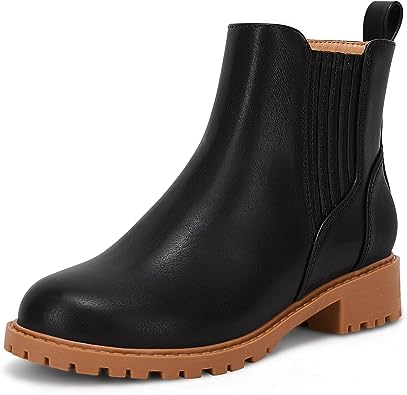 Photo 1 of Ermonn Girls Ankle Boots Non-Slip Lug Sole Side Zipper Fashion Chelsea Winter Booties(Toddler/Little Kid/Big Kid)
