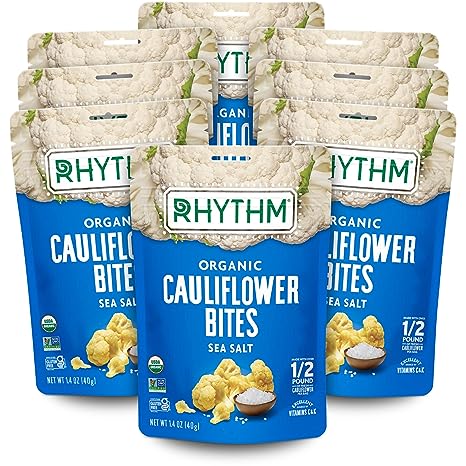 Photo 1 of **EXPIRES OCT 2023** Rhythm Superfoods Crunchy Cauliflower Bites - Organic & Non-GMO, Vegan, Gluten-Free, Vegetable Superfoods - Salted, 1.4 Oz (Pack Of 8)
