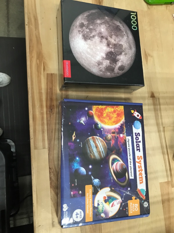 Photo 3 of 2 PK BUNDLE - Solar System Space Kids Puzzles - 80 pcs + Blue Kazoo Moon Jigsaw Puzzle, 1000 Piece, Large Round Art Puzzle for Adults, Unique & Premium Quality