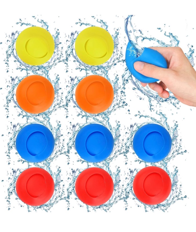 Photo 2 of ATESSON Reusable Water Balloons,Refillable Water balls, Pool Toys for Boys and Girls, Beach Outdoor Activities Water Games Toy for kids Silicone Happy Water Bombs (10Pack