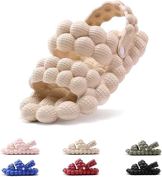 Photo 1 of Bubble slides for women men massage Slippers Funny indoor and outdoor non-slip sandals,beige 36-37