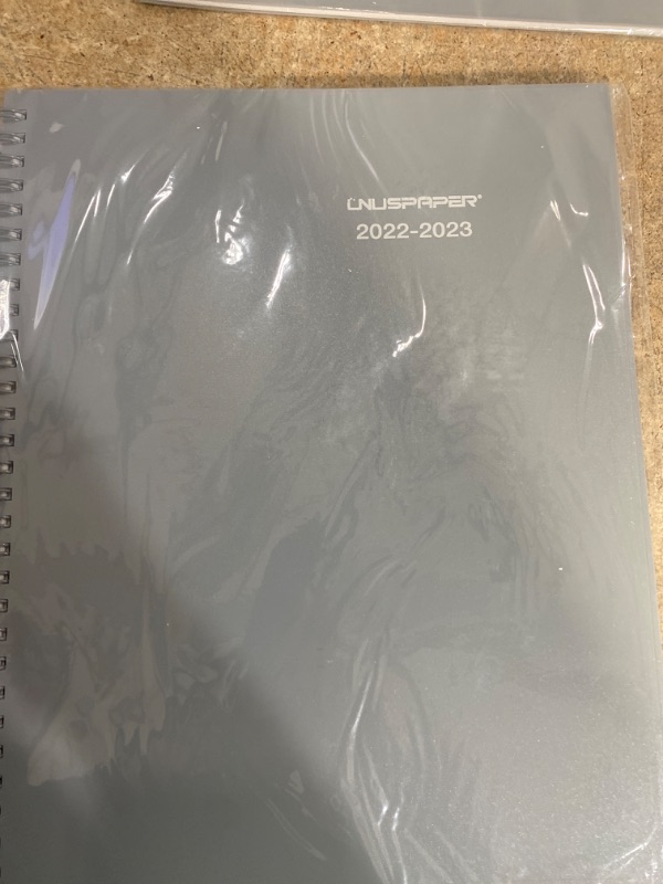 Photo 2 of UNUSPAPER Planner July 2022 to June 2023, Academic Planner 2022-2023 with Weekly & Monthly Spreads, 8'' × 11'', Monthly Printed Tabs, Twin-Wire Binding, 24 pages Total,grey