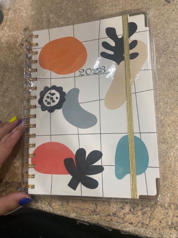 Photo 3 of 2023 Planner with Weekly & Monthly Spreads, Academic Planner 5.5''x8.5'', Tabs, Inner Pocket,Gold Protective Corner,Elastic Band,Cute Planner for 2023 D Style B1-5.5''-D