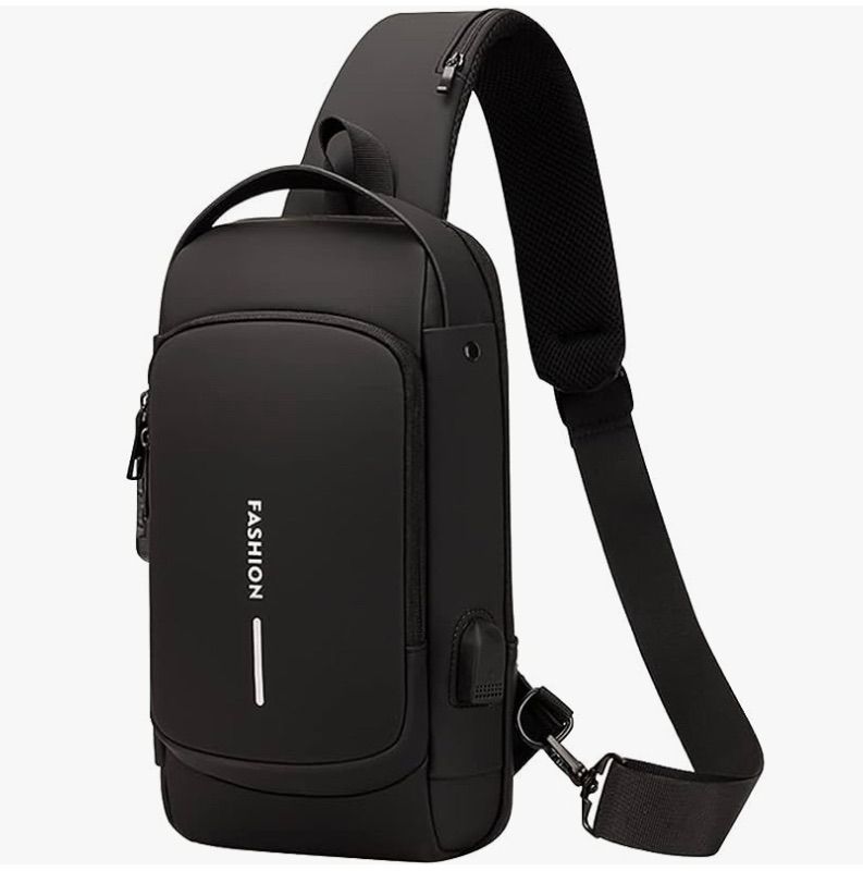 Photo 1 of chinatera Anti-Theft Sling Bags for Men Women Crossbody Waterproof Chest Shoulder Bag Daypack Hiking Travel with USB Port
