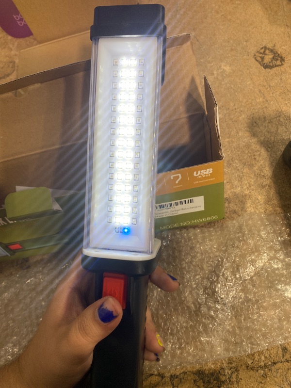 Photo 1 of (ONLY 1)WARSUN LED Work Light Rechargeable Work Light Portable Flashlight Magnetic 1500 Lumens COB Work Lights Handheld Worklight Outdoors Car Inspection Light with Hook for Car Repair Machine Emergency 2 Pack