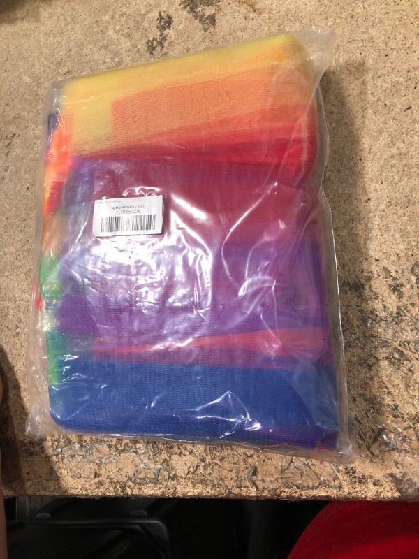 Photo 1 of 4 PCS Pride Accessories, Layered Rainbow Tulle Tutu Skirt Pride Leis Flower Headband Over Knee Socks Set, Polyester Classic Elastic Tutu Dress for Parade Month Parade Gay Lesbian Outfit Party Costume Rainbow Socks Set