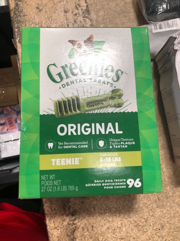 Photo 2 of *9/13/2024* GREENIES Original TEENIE Natural Dog Dental Care Chews Oral Health Dog Treats, 27 oz. Pack (96 Treats) 96 Count (Pack of 1)