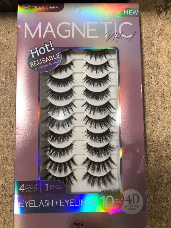 Photo 2 of 10 Pairs Magnetic Eyelashes Natural Look 3D Strong Magnetic Lashes with Eyeliner Kit No Glue Mixed Style Reusable Magnetic False Eyelashes Magnets Lashes Mink Fake Eyelashes?8 Pairs Black+ 2 Pairs Color? magnetic lash 10 pairs C