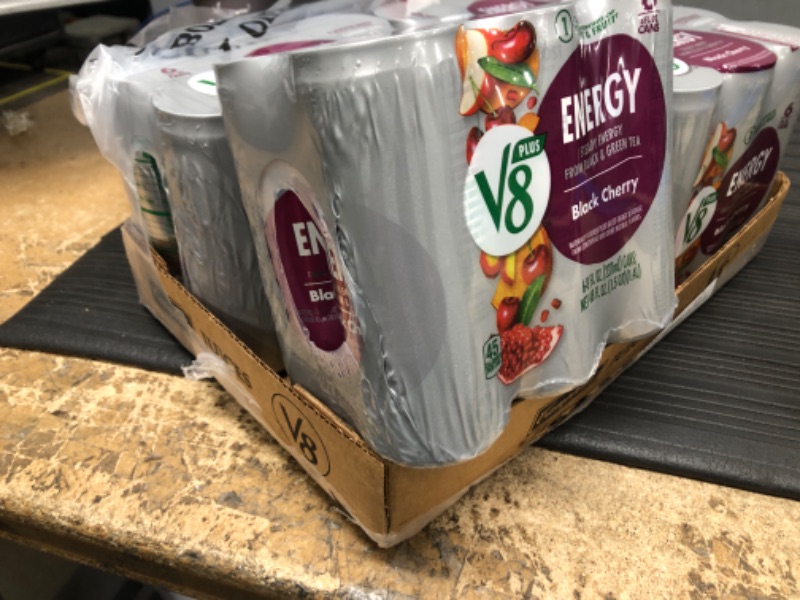 Photo 2 of (24 Cans) V8 +Energy Black Cherry, 8 Fl Oz EXP DATE NOV 2023
