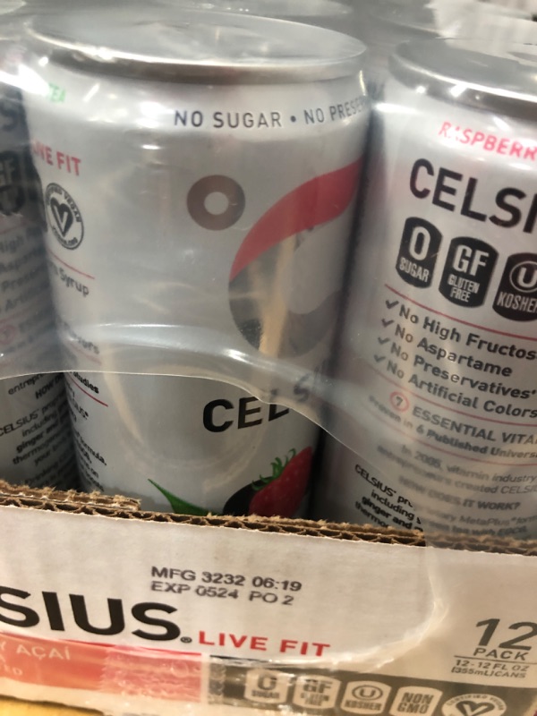 Photo 3 of  05/2024 *** CELSIUS Raspberry Acai Green Tea, Functional EsseStial Energy Drink 12 Fl Oz (Pack of 12) Raspberry Acai Green Tea 12 Fl Oz (Pack of 12)