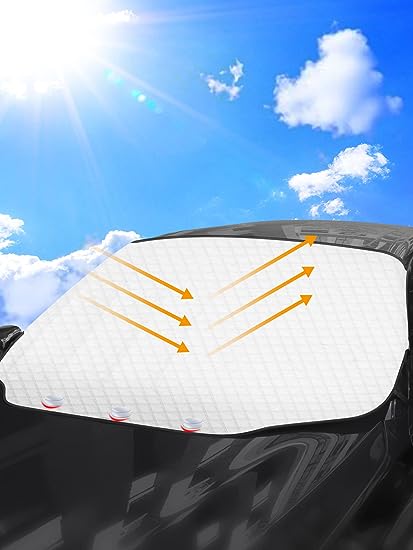 Photo 1 of Tevlaphee Windshield Sunshade, Car Sunshades for Windshield, Car Shade Front Windshield, Blocks 99% UV Rays, Keeps Your Vehicle Cool, Foldable, 3 Magnets
